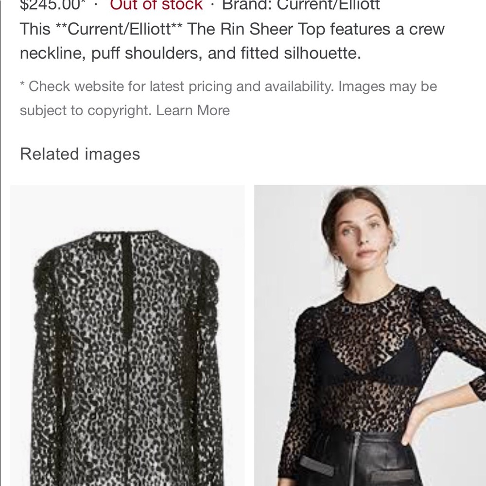 Current/Elliott “The Rin” Sheer Leopard Print Top - Picture 7 of 8